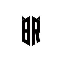 br logo monogramma con scudo forma disegni modello vettore