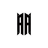 aa logo monogramma con modello di design a forma di scudo vettore