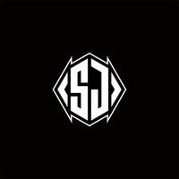 sj logo monogramma con scudo forma disegni modello vettore