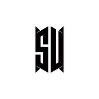 su logo monogramma con scudo forma disegni modello vettore