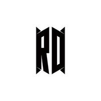 rd logo monogramma con scudo forma disegni modello vettore