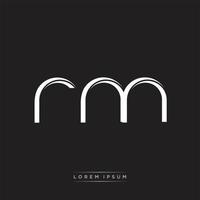 rm iniziale lettera Diviso minuscolo logo moderno monogramma modello isolato su nero bianca vettore