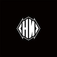 hn logo monogramma con scudo forma disegni modello vettore