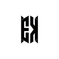 ek logo monogramma con scudo forma disegni modello vettore