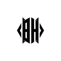 bh logo monogramma con scudo forma disegni modello vettore