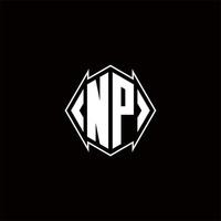 np logo monogramma con scudo forma disegni modello vettore