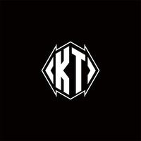 kt logo monogramma con scudo forma disegni modello vettore