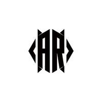 ar logo monogramma con scudo forma disegni modello vettore