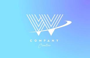pastello colore w blu alfabeto lettera logo icona design con svolazzare. creativo modello per azienda e attività commerciale vettore