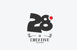 grigio 28 numero logo icona design con rosso punto. creativo modello per azienda e attività commerciale vettore