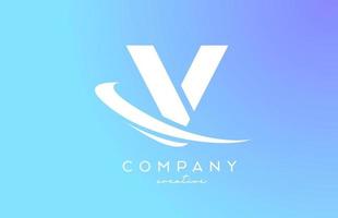 blu pastello colore v alfabeto lettera logo icona con svolazzare. creativo modello design per attività commerciale e azienda vettore
