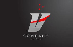 grigio rosso puntini v alfabeto grassetto lettera logo. creativo modello design per azienda e attività commerciale vettore