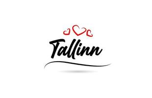 Tallinn europeo città tipografia testo parola con amore. mano lettering stile. moderno calligrafia testo vettore