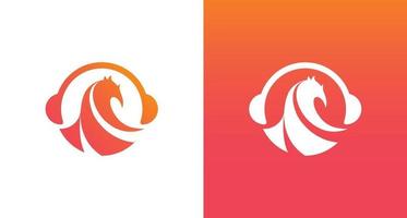modello di vettore di logo di musica moderna phoenix, phoenix e icone delle cuffie logo