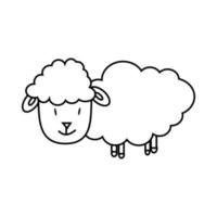carino pecora animale isolato icona vettore illustrazione design iconico linea stile. un' bianca agnello con di spessore pelliccia e un' carino forma. adatto per sacrificale animale illustrazione design