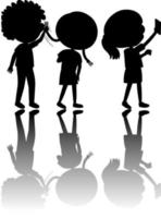 set di silhouette di bambini con riflesso vettore