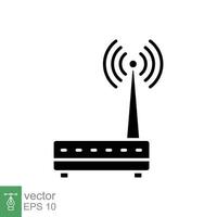 Wi-Fi router icona. semplice solido stile per ragnatela modello e app. banda larga, modem, senza fili, Internet, nero silhouette, glifo vettore illustrazione design isolato su bianca sfondo. eps 10.