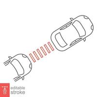 adattabile crociera controllo sistema linea icona. semplice schema stile. auto sicurezza concetto. mantenimento il a seguire distanza. vettore illustrazione isolato su bianca sfondo. modificabile ictus eps 10.