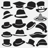 cappelli differenti modelli di disegno vettoriale silhouette set