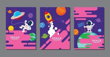 set di modelli di banner. universo, galassia spaziale, design. illustrazione vettoriale