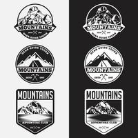 set di modelli di disegno vettoriale di loghi e distintivi di montagne