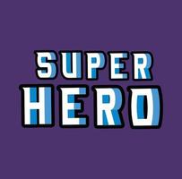 3d super eroe scritte su sfondo blu disegno vettoriale