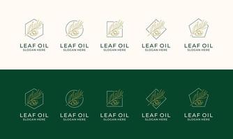 set di etichette disegnate a mano del modello di logo di olio extravergine di oliva vettore