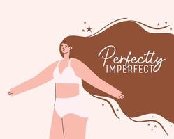 donna perfettamente imperfetta plus size nel disegno vettoriale di biancheria intima