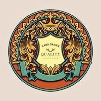 elegante oro telaio etichetta Vintage ▾ turbine ornamento logo modello illustrazioni vettore