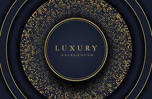 sfondo elegante di lusso con elemento cerchio d'oro e particelle di punti sulla superficie scura. layout di presentazione aziendale vettore