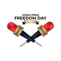 disegno grafico vettoriale giornata mondiale della libertà di stampa con penna e microfono