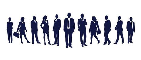 attività commerciale persone silhouette impostato attività commerciale uomo e donna sagome attività commerciale squadra incontro sfondo vettore illustrazione
