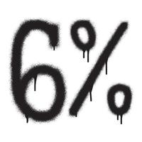 6 per cento con nero spray dipingere. vettore illustrazione.