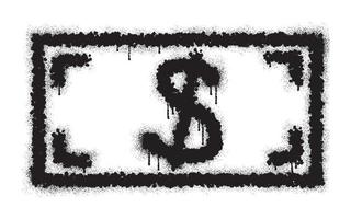 dollaro i soldi simbolo icona con nero spray dipingere vettore