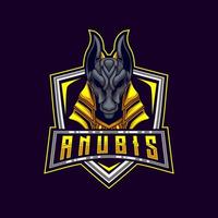 anubis e-sport logo. anubis portafortuna logo design vettore modello illustrazione. anubis e-sport gioco portafortuna logo modello