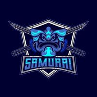maschera di samurai guerriero e-sport logo casco nel Vintage ▾ stile vettore illustrazione