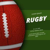 modello di banner poster di rugby football americano con palla ovale 3d