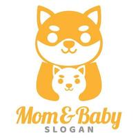 moderno portafortuna piatto design semplice minimalista carino shiba inu akita inu cane mamma papà genitori logo icona design modello vettore con moderno illustrazione concetto stile per marca, emblema, etichetta, animale domestico negozio