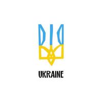 ucraino cappotto di braccia blu e giallo nel tagliare stile isolato vettore
