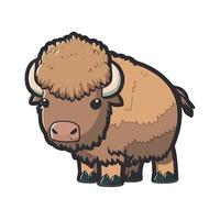 carino bisonte cartone animato stile vettore
