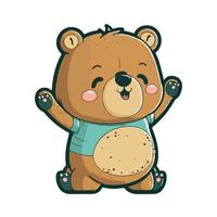 carino orso cartone animato stile vettore