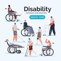 insieme di persone con disabilità vettore