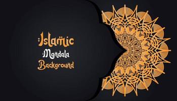 mandala, islamico sfondo, lusso design. un' nero sfondo con un' oro modello quello dice islamico mandala sfondo ' vettore