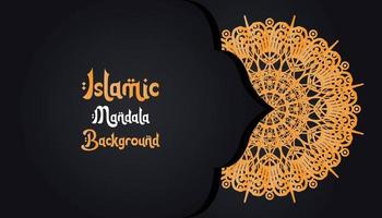 mandala, islamico sfondo, lusso design. un' nero sfondo con un' oro modello quello dice islamico mandala sfondo ' vettore