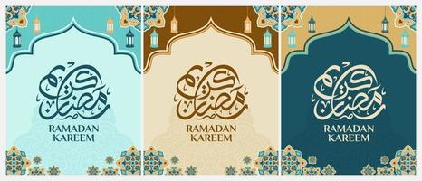 islamico ornamento modello per sfondo, striscione, manifesto, copertina disegno, Busta, sociale media alimentazione. Ramadan kareem e eid mubarak 2023 concetto, musulmano lanterna, modello vettore