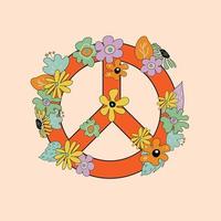 Groovy hippie manifesto a partire dal il anni '70. retrò cartone animato fiore gioco ruota per maglietta stampe parete arte Telefono Astuccio Appunti copertina aviatore carte sociale media vettore