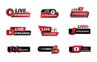 impostato di vivere streaming badge vettore