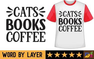 gatti libri caffè svg t camicia design vettore