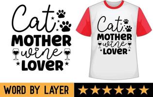 gatto madre vino amante svg t camicia design vettore