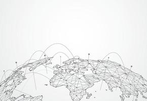 connessione di rete globale. punto della mappa del mondo e concetto di composizione della linea del business globale. illustrazione vettoriale